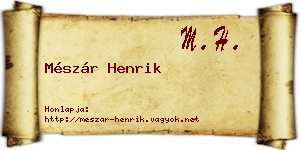 Mészár Henrik névjegykártya