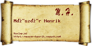 Mészár Henrik névjegykártya